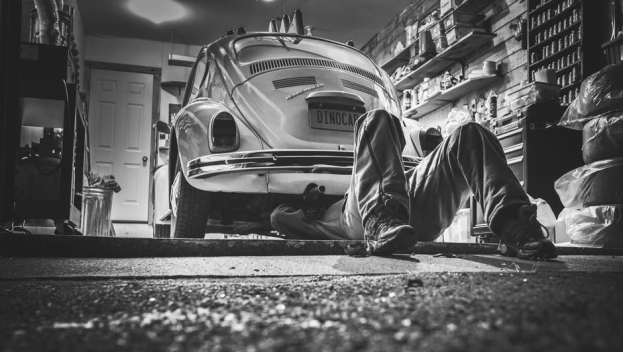 mechanic working under a foxy