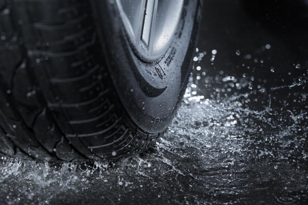 tire on wet surface