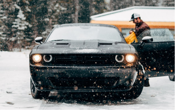 black car on snow